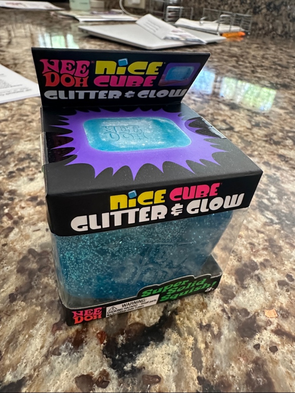 NeeDoh Nice Cube Glitter & Glow - Blue